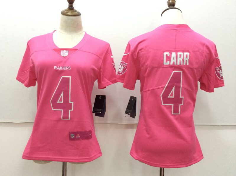 Women Oakland Raiders #4 Carr pink Nike Vapor Untouchable Limited NFL Jerseys->->Women Jersey